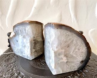 $68; set of agate bookends; 4”h