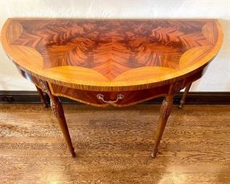 $1800 Maitland-Smith Regency Mahogany Neoclassic Console Glass Top Table, Rich in texture complete with flawless finish included, One Center Drawer. Excellent conditon.  
 Measures: 52x26x34