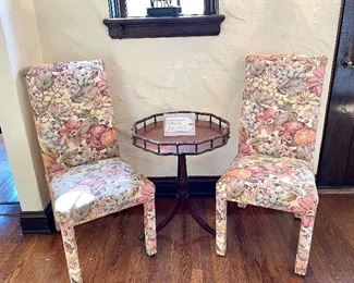 $80/Each (4 Total) Floral Brocade Tapestry Upholstered Parson Chair, Straight legs Measures: 20x22x42