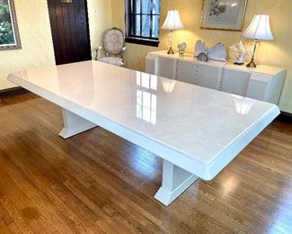 $3500 Elkins Industries Furniture. Vintage Modern laquered Dining Table. Great Condition, You Move,                                                   
Measures: 82x47x30, 2 Leaves 18x47x30