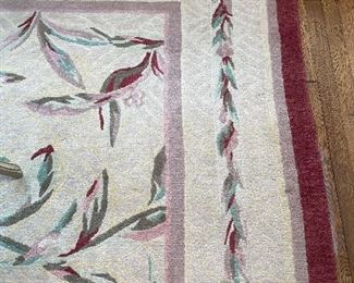 $850 Handmade/Knotted Cream Vine and Burgandy Color and Border Measures: 9x12