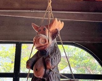 SOLD - $38 Hand Carved Swinging Moose  