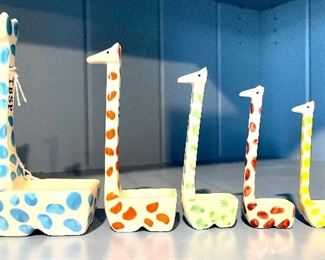 SOLD - $20 Vintage Porcelain Family of giraffes Measuring Spoons