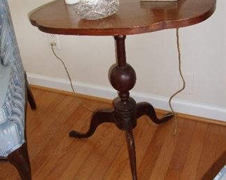 Antique wood turned base clover top side table