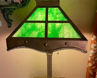 Arts and Crafts Era Slag Glass Table Lamp