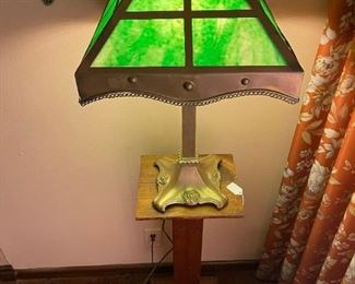 Arts and Crafts Era Slag Glass Table Lamp