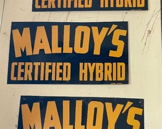 Vintage Malloy's Certified Hybrid Metal Signs