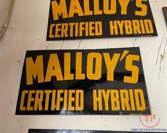 Vintage Malloy's Certified Hybrid Metal Signs