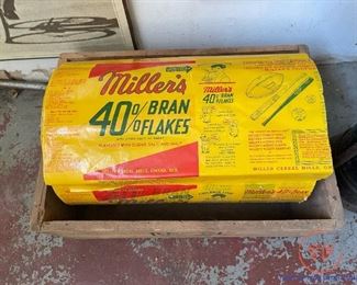 1940's Miller's Bran Flakes (Omaha NE.) Cereal Box Protective Wrappers in Wood Crate