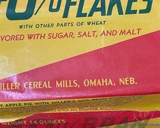 1940's Miller's Bran Flakes (Omaha NE.) Cereal Box Protective Wrappers in Wood Crate