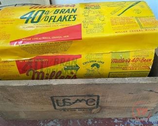 1940's Miller's Bran Flakes (Omaha NE.) Cereal Box Protective Wrappers in Wood Crate