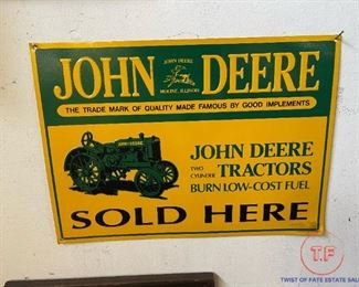Vintage John Deer Embossed Advertising Sign