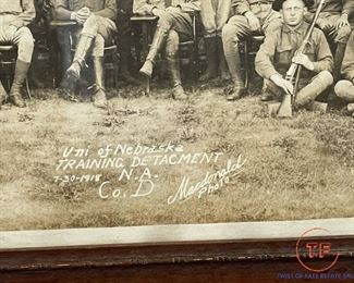1918 NEBRASKA Training Detachment Framed Panoramic Photo