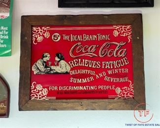 Vintage COCA-COLA Advertising Framed Glass Sign