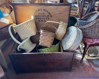 1908 Antique Wooden Crate with Original Lock and Key