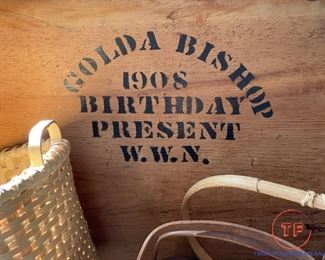 1908 Antique Wooden Crate with Original Lock and Key