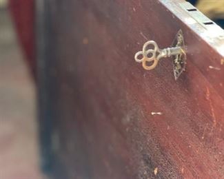 1908 Antique Wooden Crate with Original Lock and Key