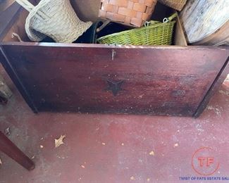 1908 Antique Wooden Crate with Original Lock and Key