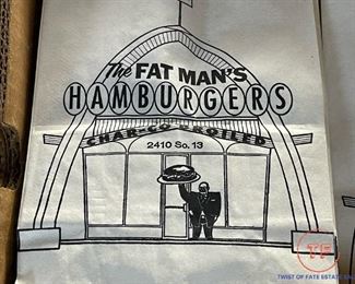1950's "The Fat Man's Hamburgers" Oddo's Drive-In (OMAHA) Advertising Restaurant Bags