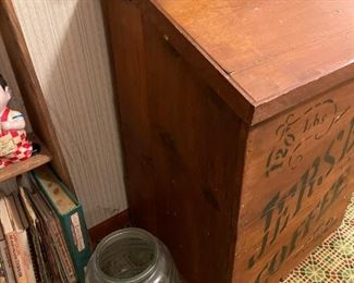 Antique JERSEY COFFEE Wood Bin