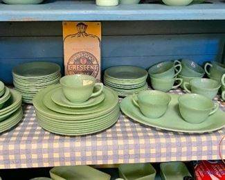 FIRE KING Jadeite Ribbed "JANE RAY" Dish Set