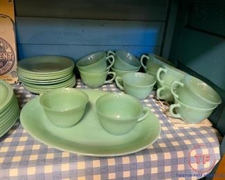 FIRE KING Jadeite Ribbed "JANE RAY" Dish Set