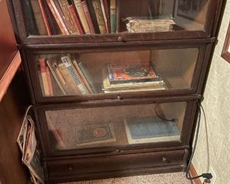 Antique 3 Stack Barrister Bookcase with Bottom Drawer