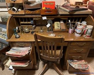 Oak Roll Top Desk