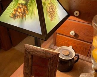 Reverse Painted Glass Pinecone Shade Lamps