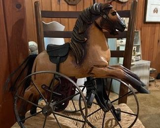 Antique Miniature Wooden Tricycle Horse