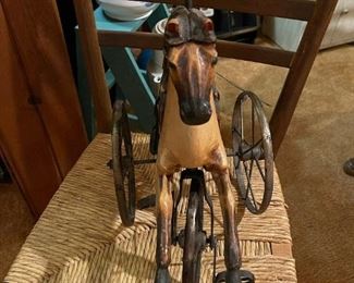 Antique Miniature Wooden Tricycle Horse