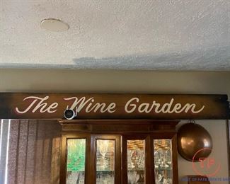Large Wood Hand Painted "The Wine Garden" Sign