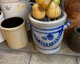 Antique Salt Glazed Crock with Handles
