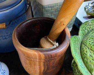Hand Carved Burlwood Mortar and Pestle