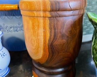 Hand Carved Burlwood Mortar and Pestle