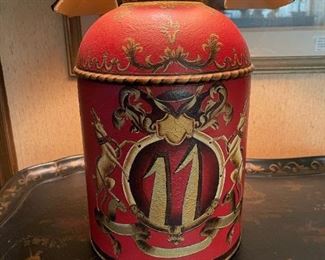 Hand Painted Canister Lamp with Custom Shade