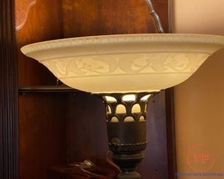 Antique Brass Floor Lamp with Original Shade