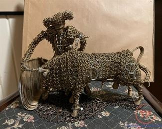Bull Fighter Wire Art Sculpture