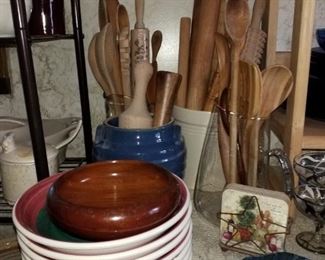 wood spoons, rolling pins