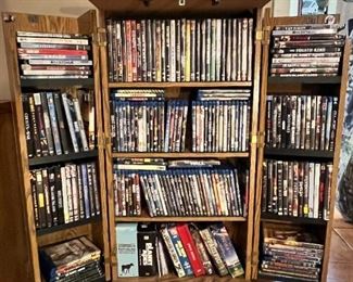 DVD and CD's in storage cabinet