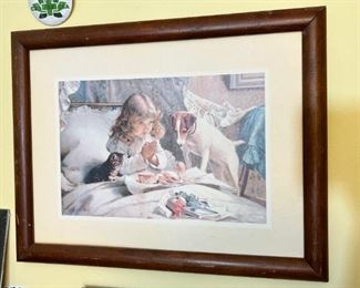 Framed Charles Burton print - "Suspense"