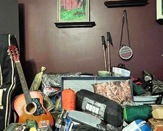 Guitar and camping gear