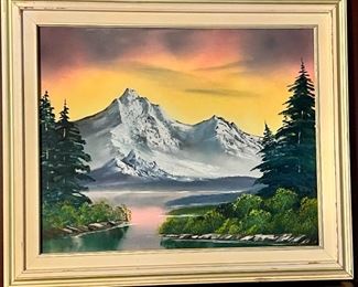 Mountains and lake original painting