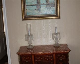 INLAY MARBLE TOP CHEST