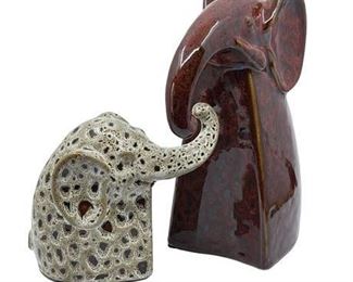 Lot 028
Glazed Ceramic Elephant Interlocked Pair
