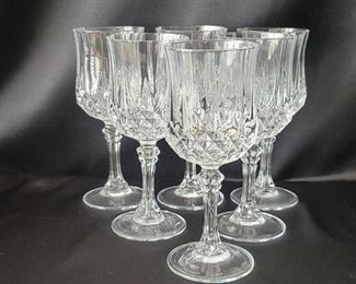 (8) Cristal d Arques, Longchamp Wine Stems, France