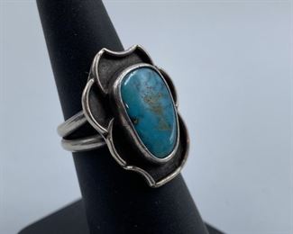 925 Silver & Turquoise Ring, Size 6