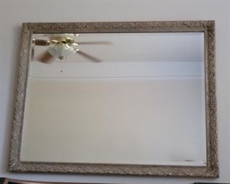 Ornate Antique Gold Framed Beveled Mirror