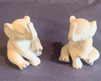 (2) Lenox Elephants: Ivory China with 24K Gold