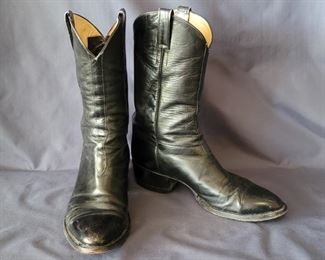 Mercedes Black Ropers Cowboy Boots, Size 10D